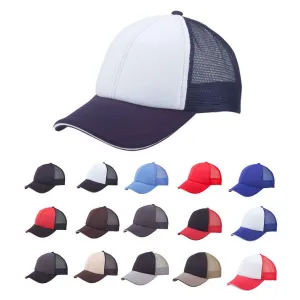 1 Dozen Sandwich Bill Solid Two Tone Trucker Mesh Baseball Caps Hats Unisex