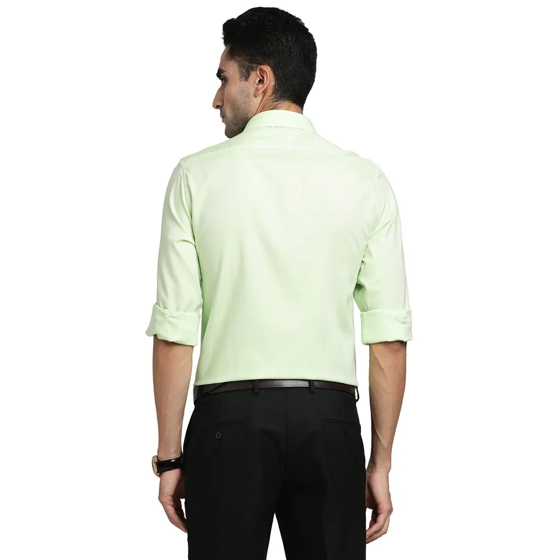 100% Cotton Green Plain Slim Fit Full Sleeve Formal Shirt