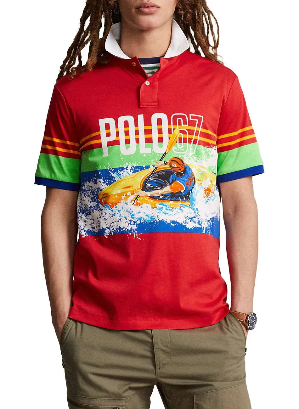 67 Print Classic Fit Polo - Vibrant Red Multi