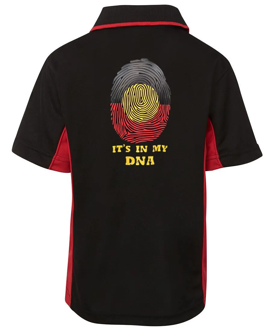 Aboriginal Flag In My DNA Adults Sports Polo (Black, Red Sides)