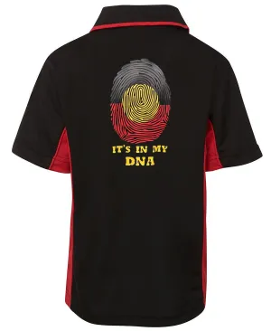 Aboriginal Flag In My DNA Adults Sports Polo (Black, Red Sides)