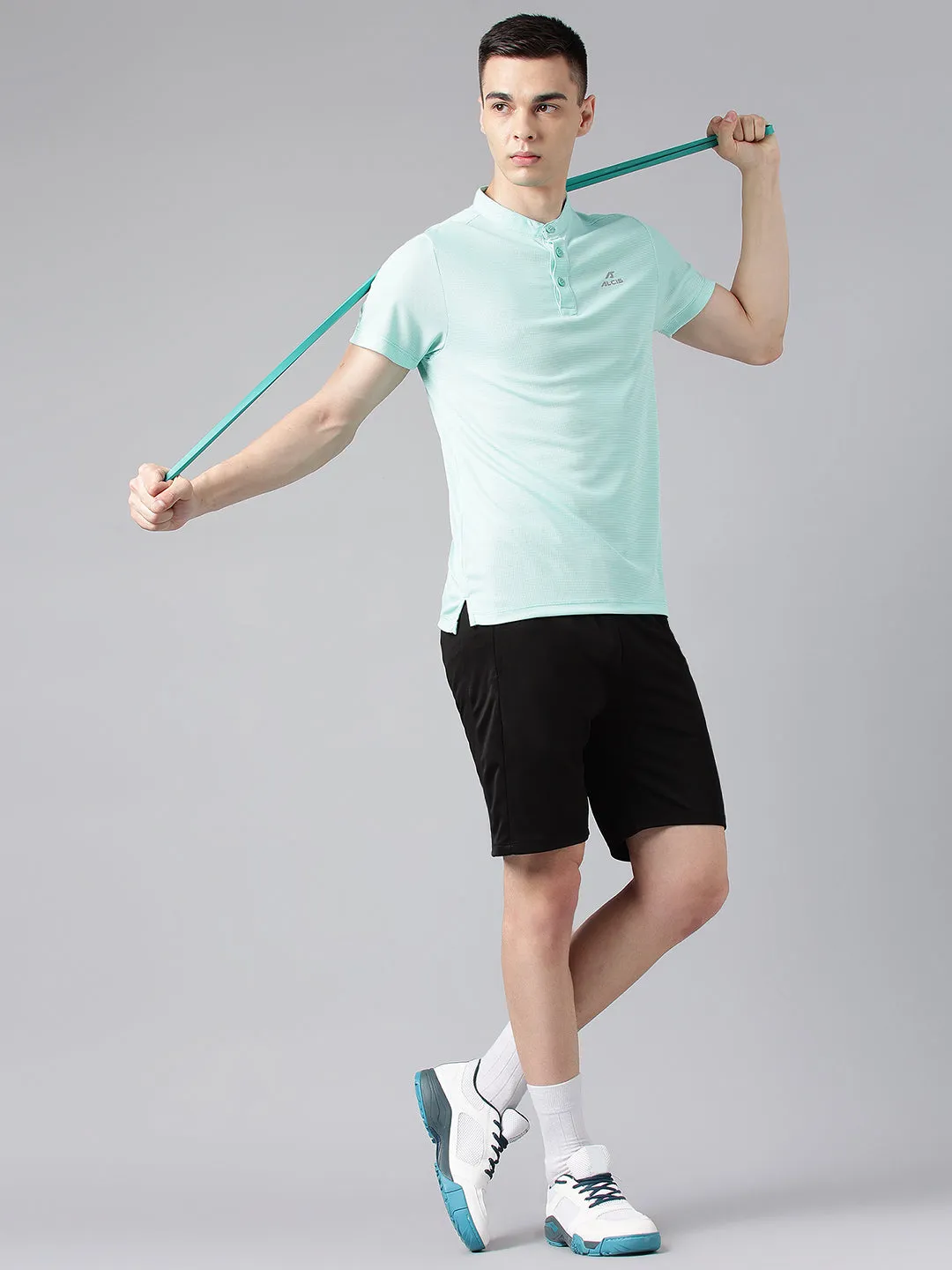 Alcis Men's Mint Green Anti-Static Drytech  Slim-Fit Training Polo T-Shirt