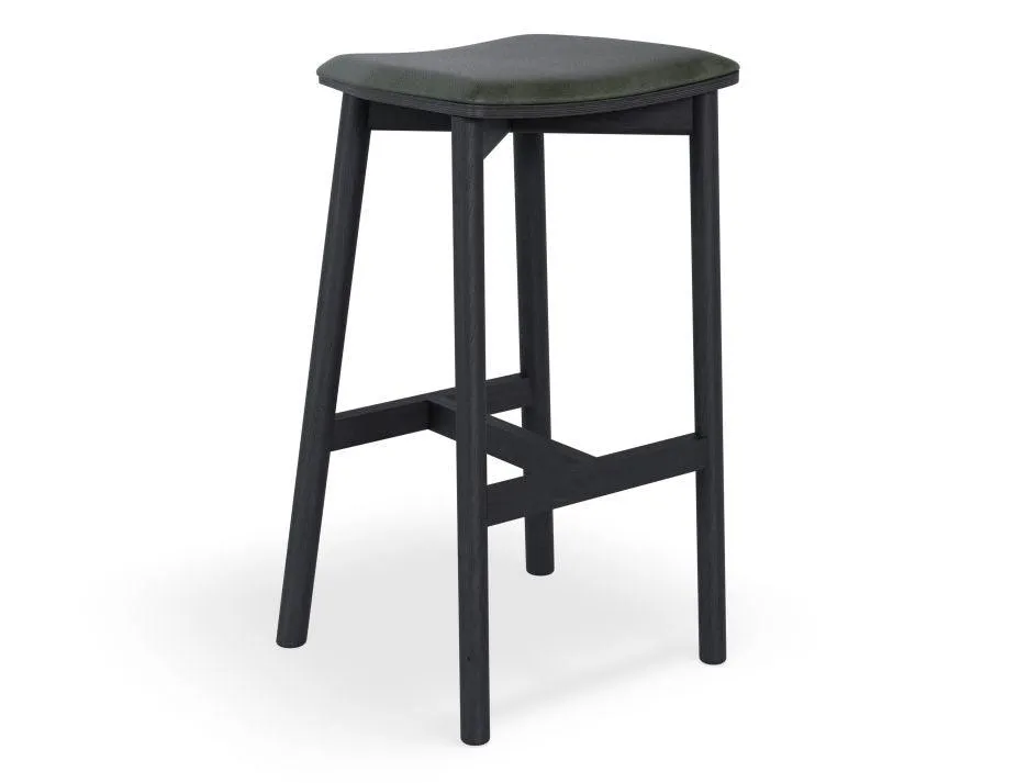 Andi Stool - Black - Backless with Pad - 66cm Seat Height Vintage Black Vegan leather Seat Pad