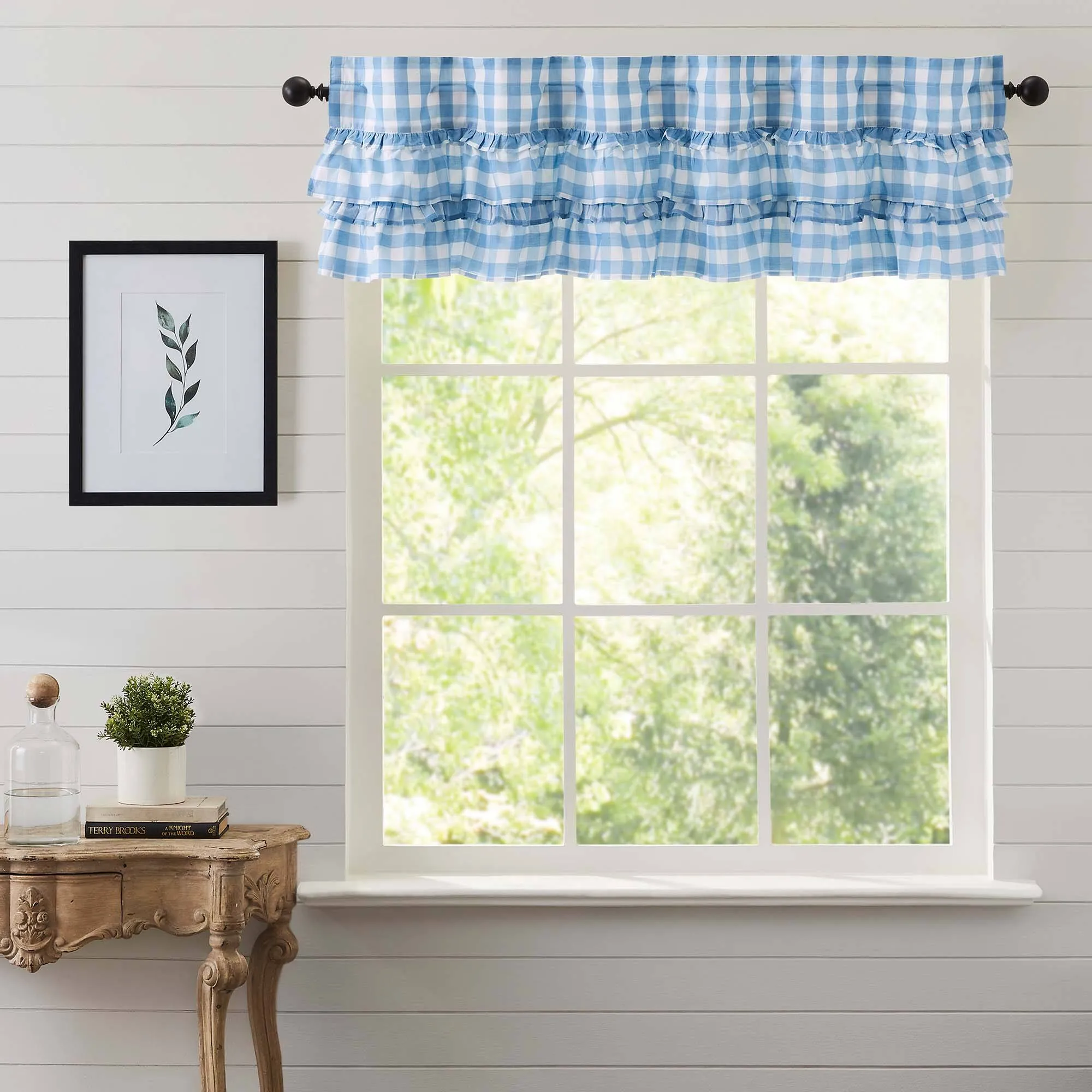 Annie Blue Buffalo Check Ruffled Lined Valance 60"