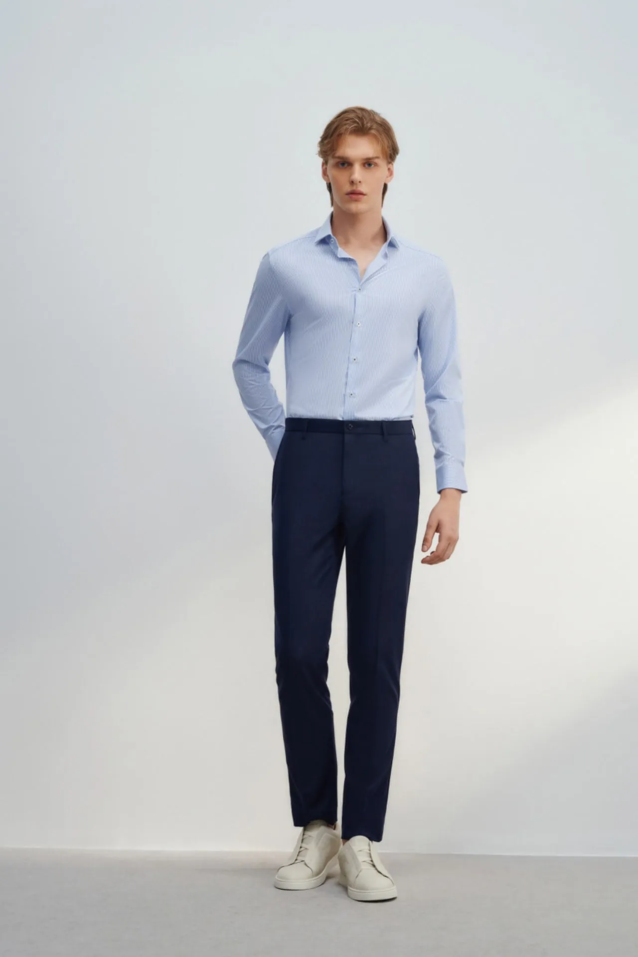 Anti-Bacterial Slim Fit Textured Suit Pants