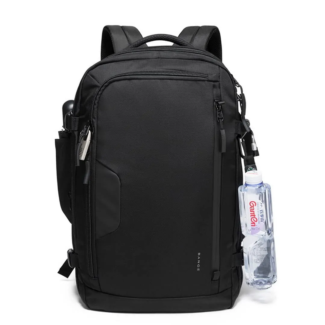 BANGE Large Capacity Expandable Water Resistant Business Travel Laptop Backpack (Black)