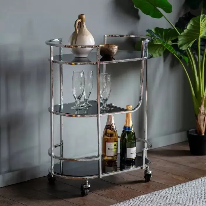 Beauchamp Drinks Trolley Silver - Black / Silver