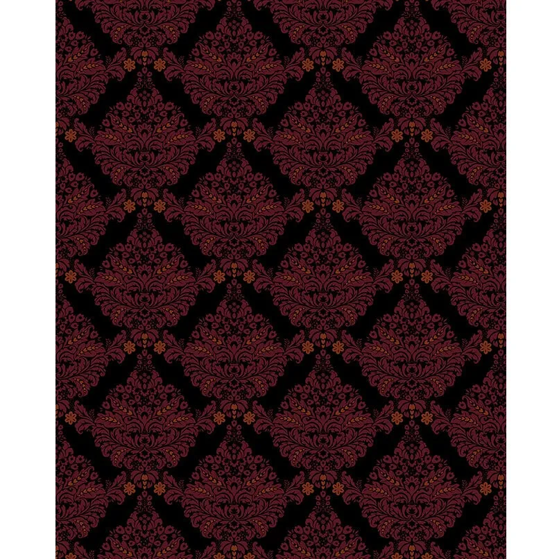 Black & Red Damask Printed Backdrop