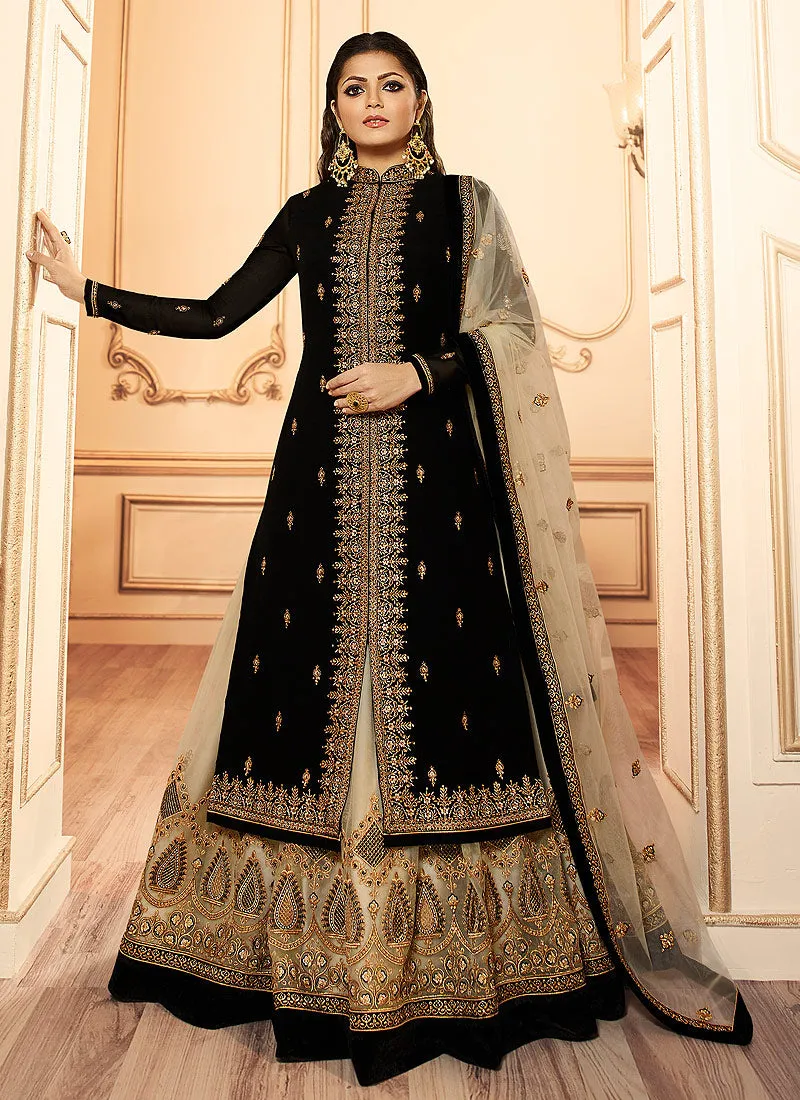 Black And Golden Wedding Lehenga Suit