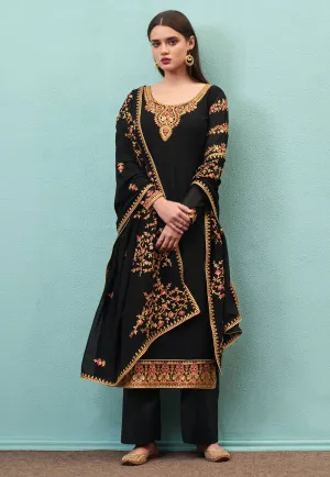 Black Multi Embroidered Pakistani Pant Suit