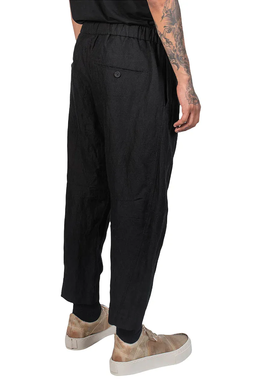 Black Tapered Cut Drawstring Pants