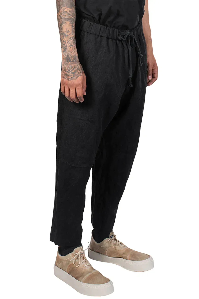 Black Tapered Cut Drawstring Pants