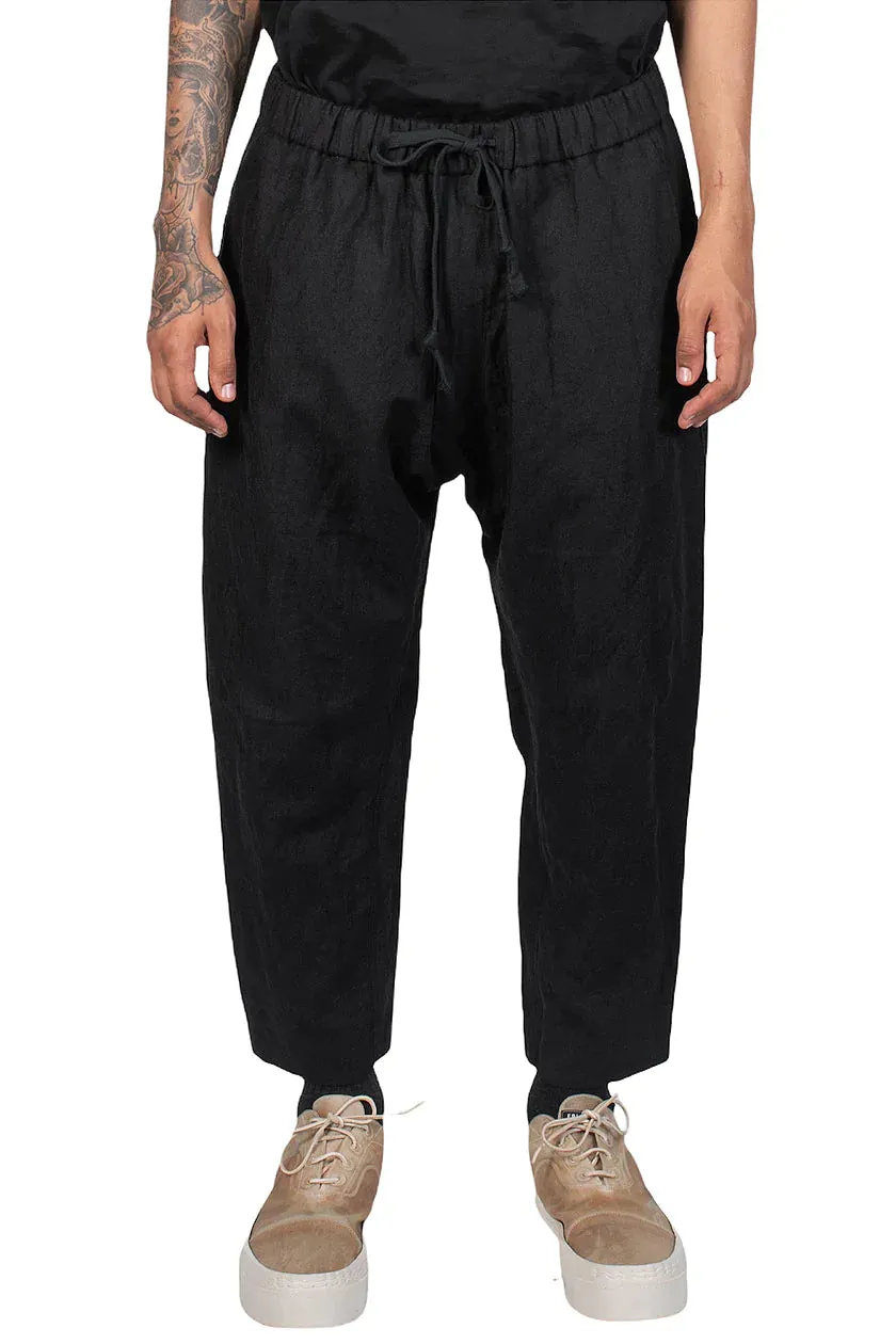 Black Tapered Cut Drawstring Pants