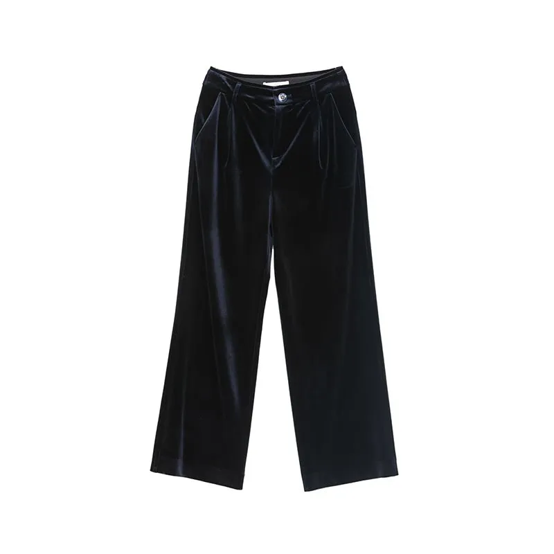 Black Velvet Wide Leg Pants