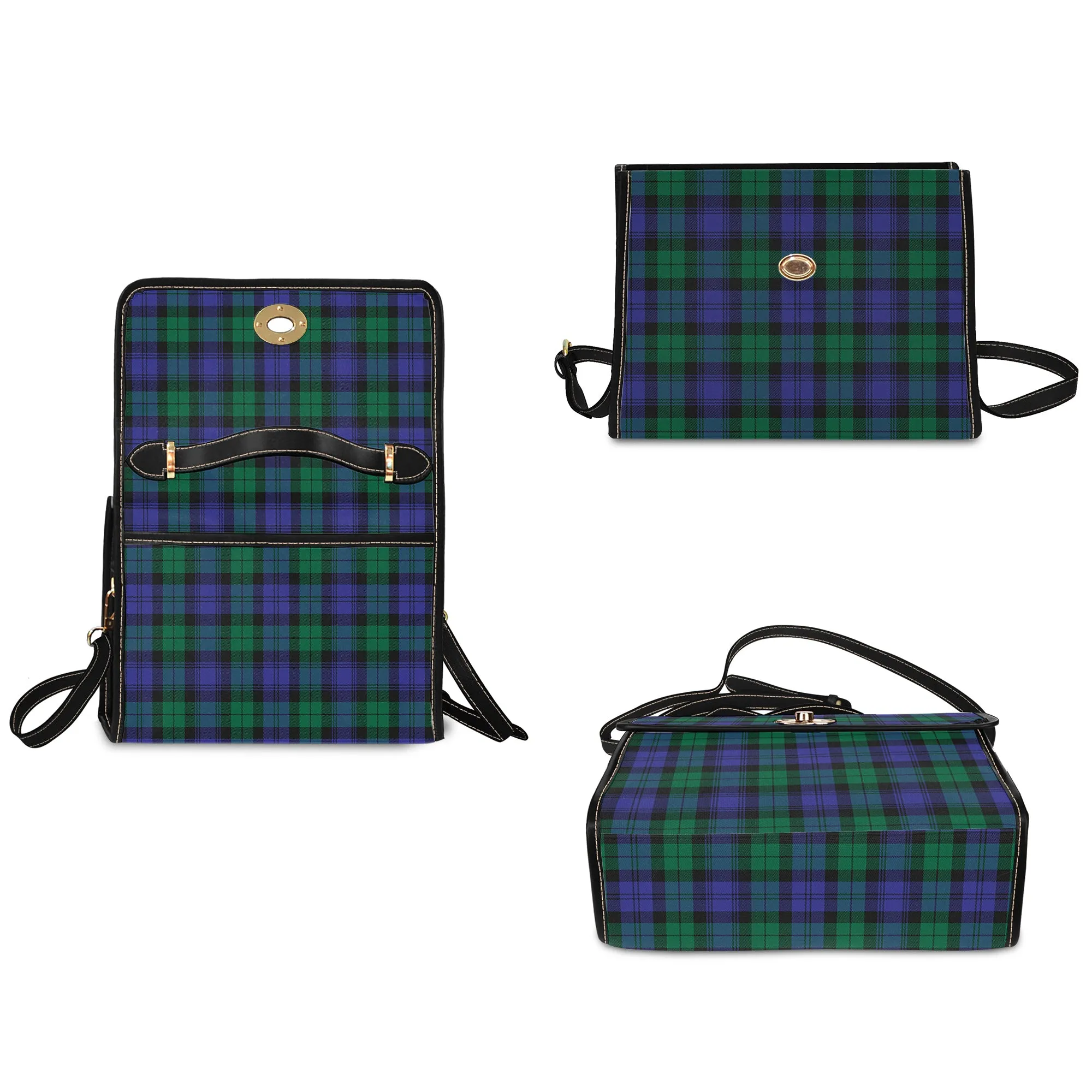 Black Watch Modern Tartan Waterproof Canvas Bag