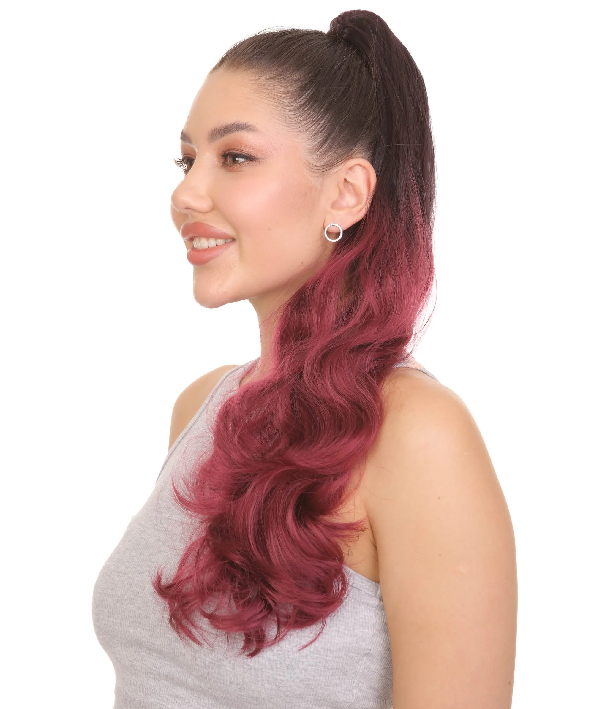 Black/Red Vibrant Ponytail Ombre Extension