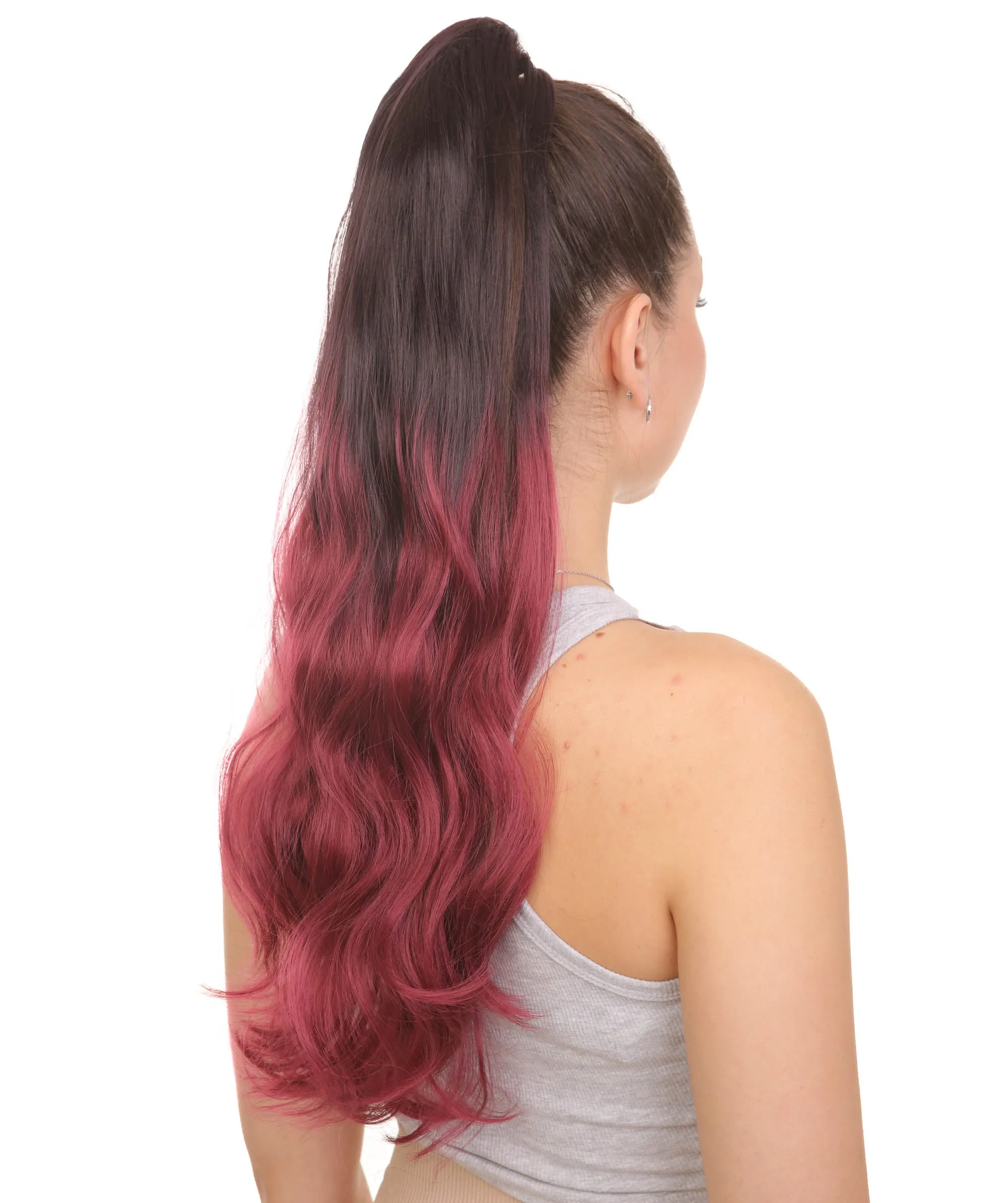 Black/Red Vibrant Ponytail Ombre Extension