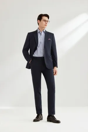 Blended Stretch Pin Check Suit Pants in Slim Fit