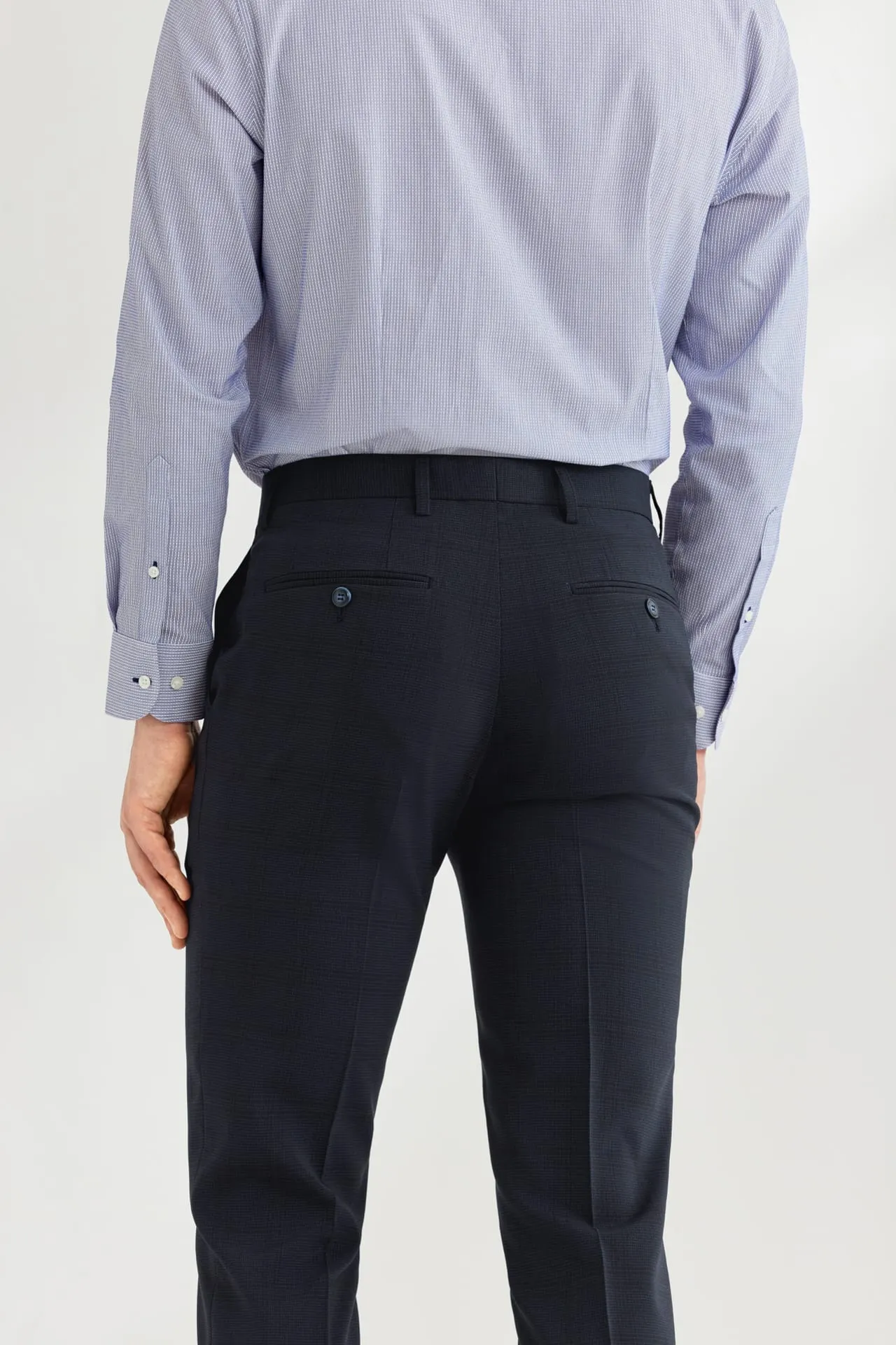 Blended Stretch Pin Check Suit Pants in Slim Fit