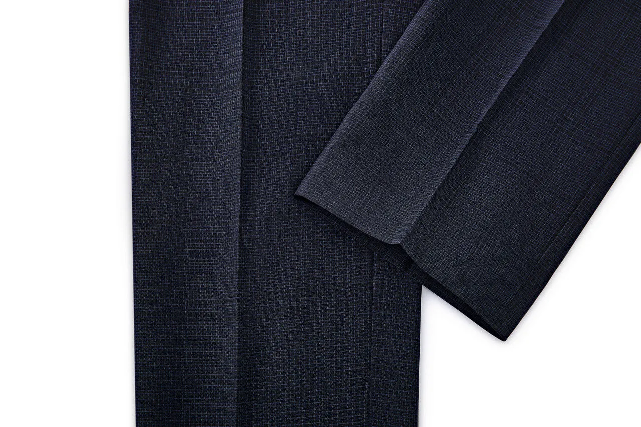 Blended Stretch Pin Check Suit Pants in Slim Fit