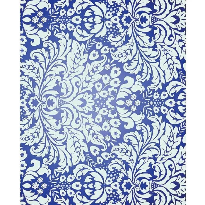 Blue Damask Printed Backdrop