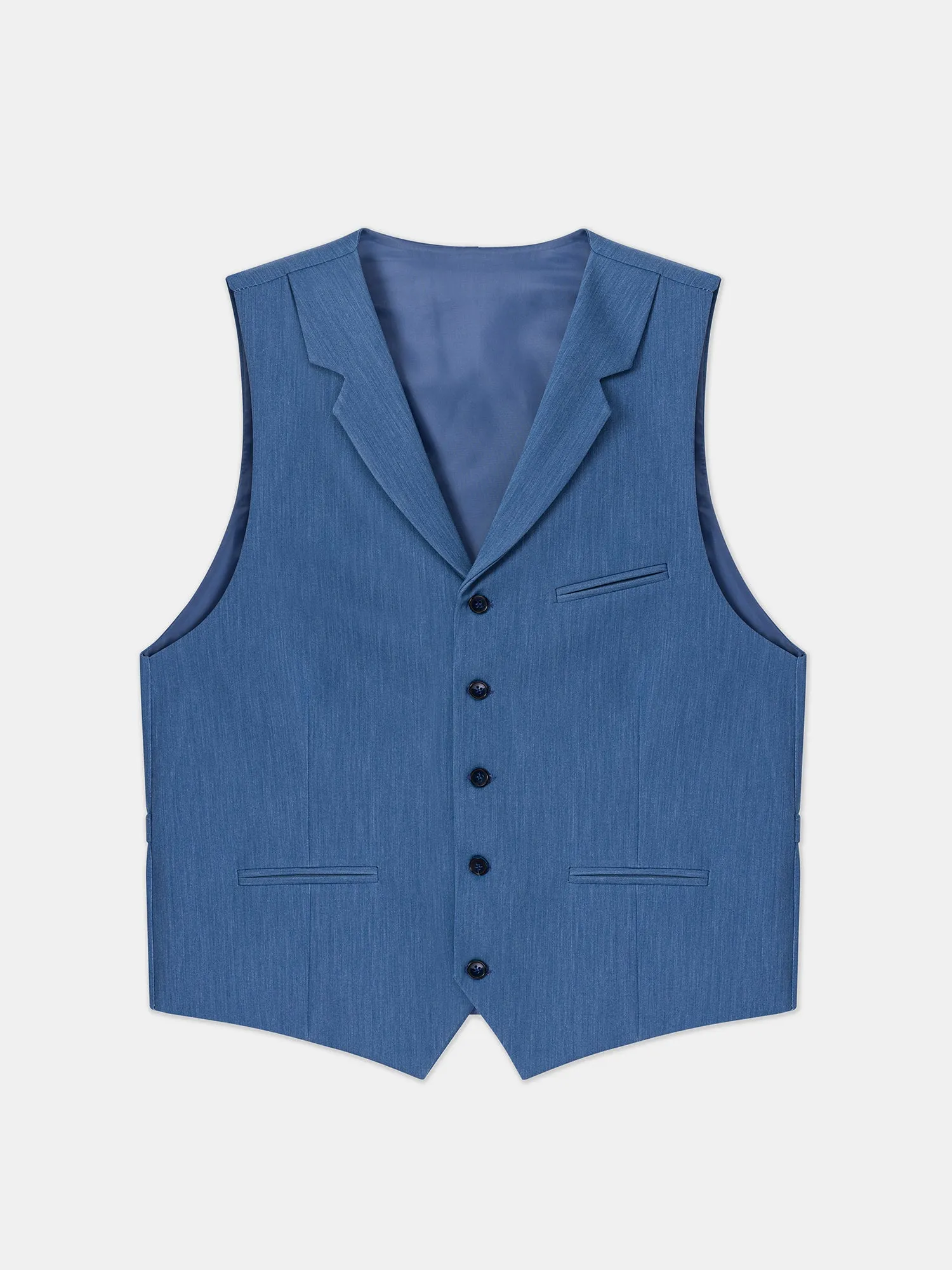 Blue Single Breasted Vest