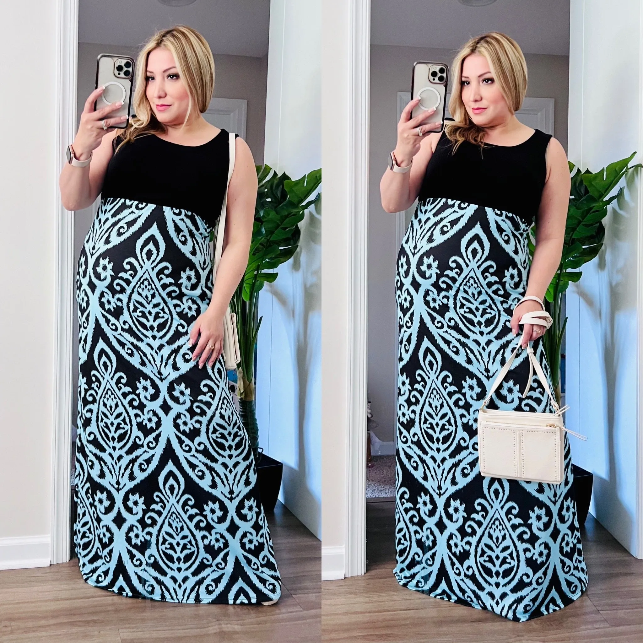 Blue/Black Maxi Dress