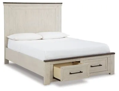 Brewgan Queen Panel Storage Bed with Mirrored Dresser, Chest and Nightstand