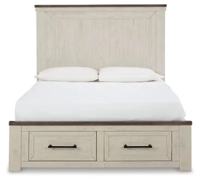 Brewgan Queen Panel Storage Bed with Mirrored Dresser, Chest and Nightstand