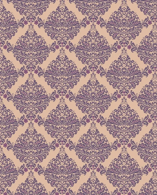 Brown & Purple Damask Printed Backdrop