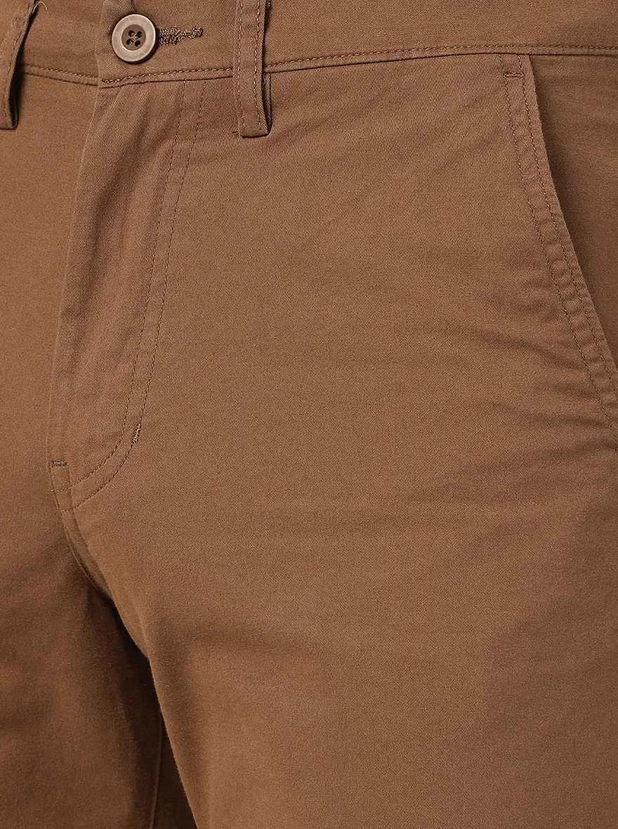 Brown Solid Slim Fit Shorts | JadeBlue