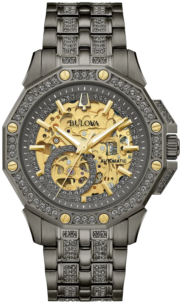 Bulova Black Octava Crystal Men Automatic Watch 98A293