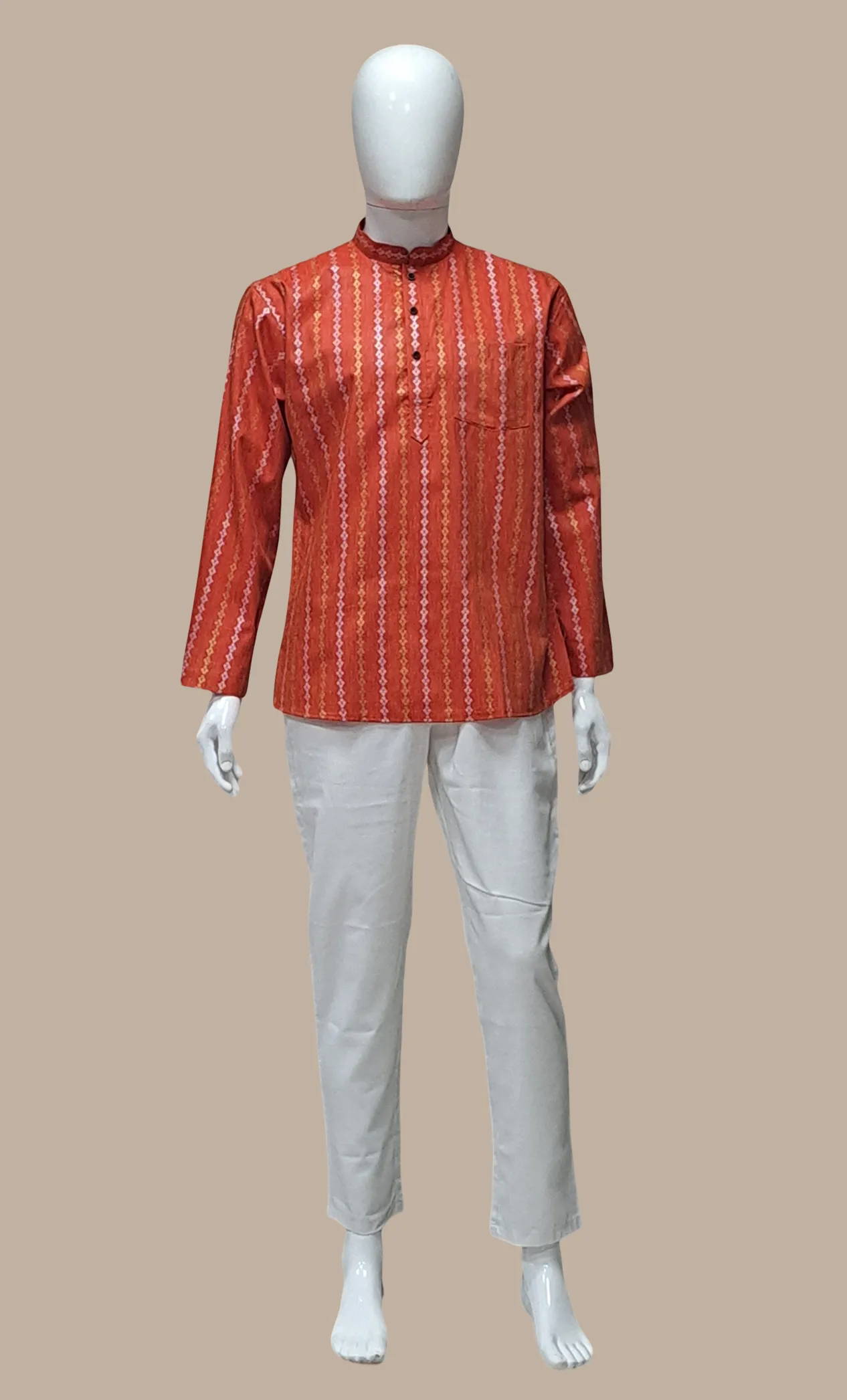 Burnt Orange Father & Son Printed Kurta Top