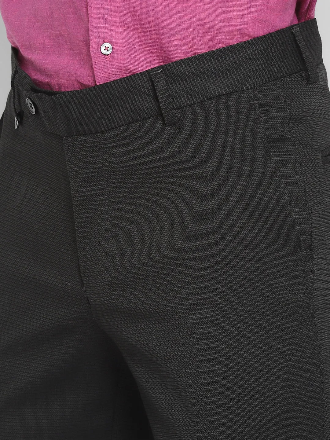 Charcoal Slim Fit Self Design Trouser