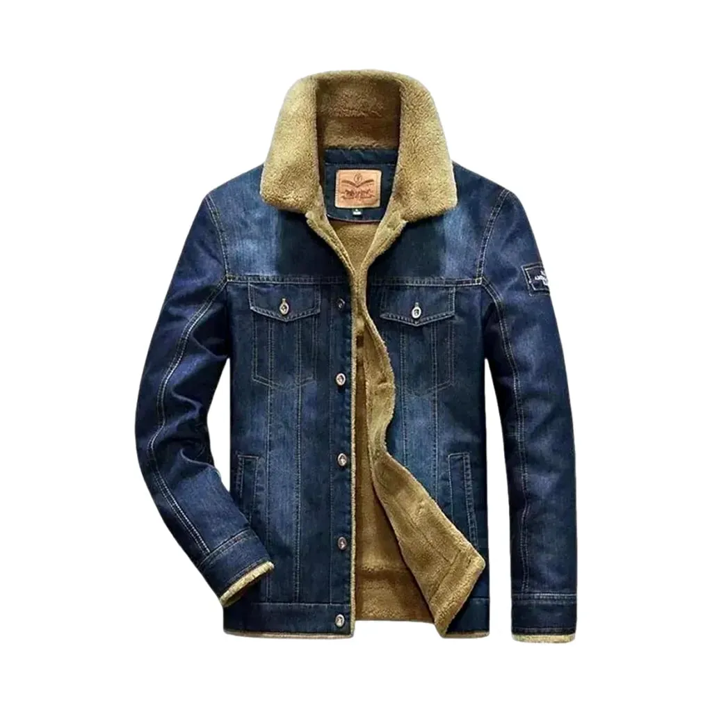 Classic vintage sanded men's denim jacket