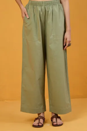 comfort fit cotton pants - light olive green