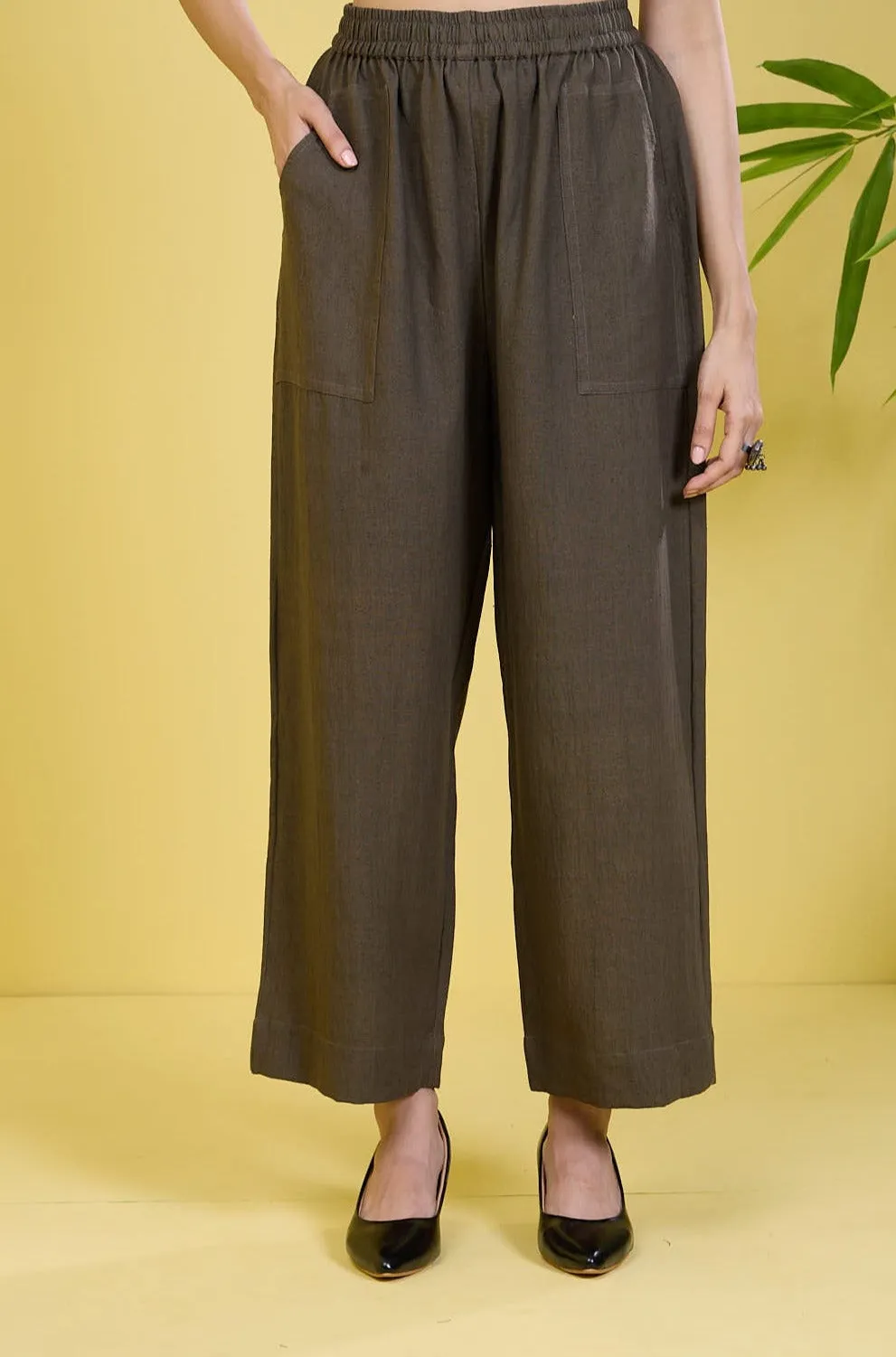 comfort fit cotton pants - olive