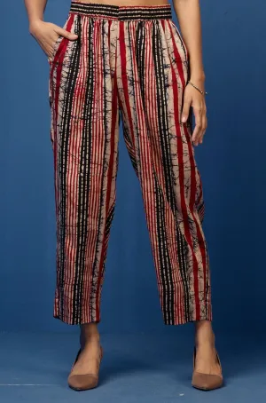 comfort fit narrow pants - red black stripes