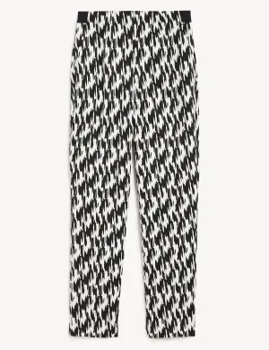 Cotton Blend Printed Slim Fit Trousers