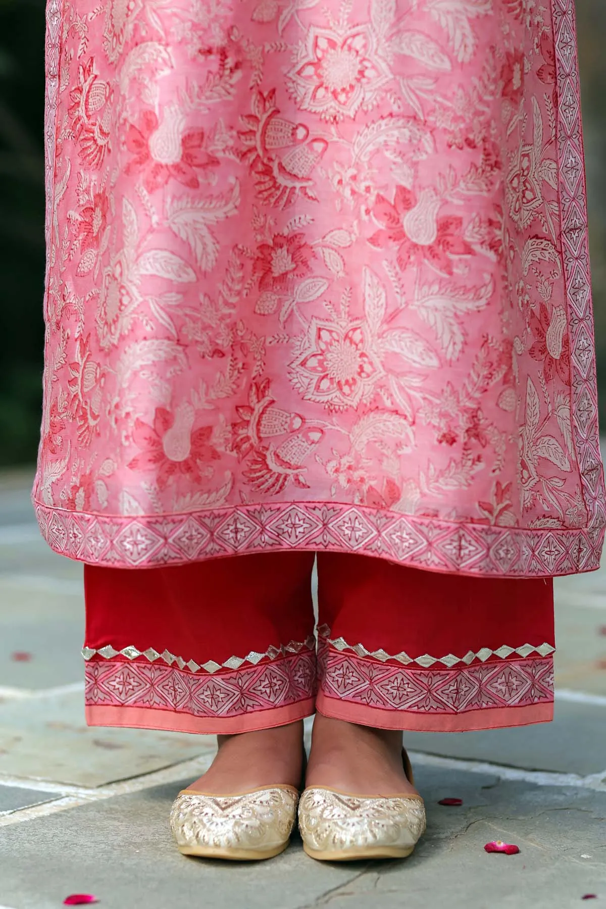 Cotton Straight Fit Pants In Gajari Color