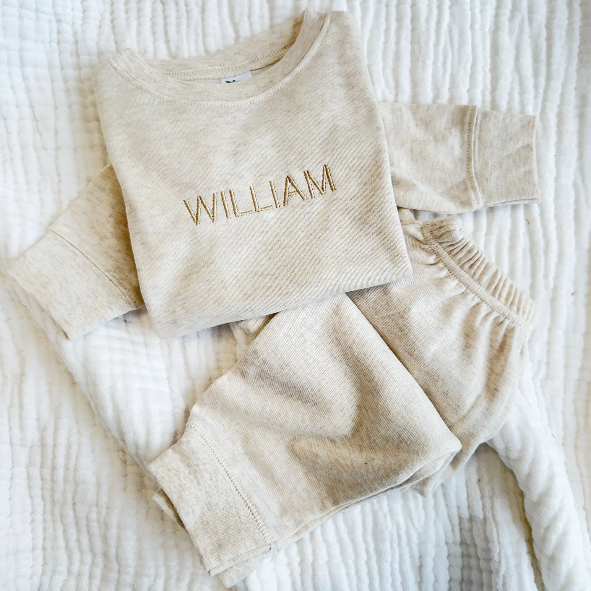 Custom Leighton Jogger Set for Babies with Minimalist Embroidery