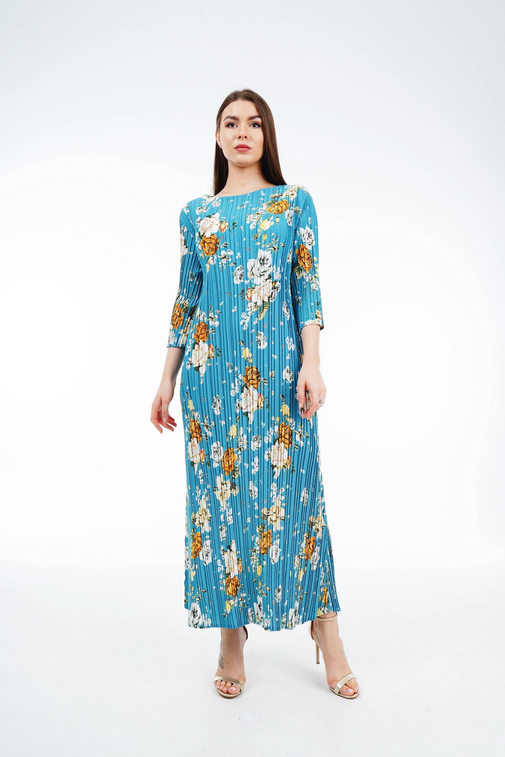 Dael Pleated Floral Dress (Slim Fit)