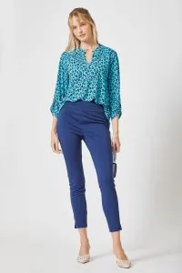 Dear Scarlett Printed Lizzy medallion Top Blue or Magenta Wrinkle Free