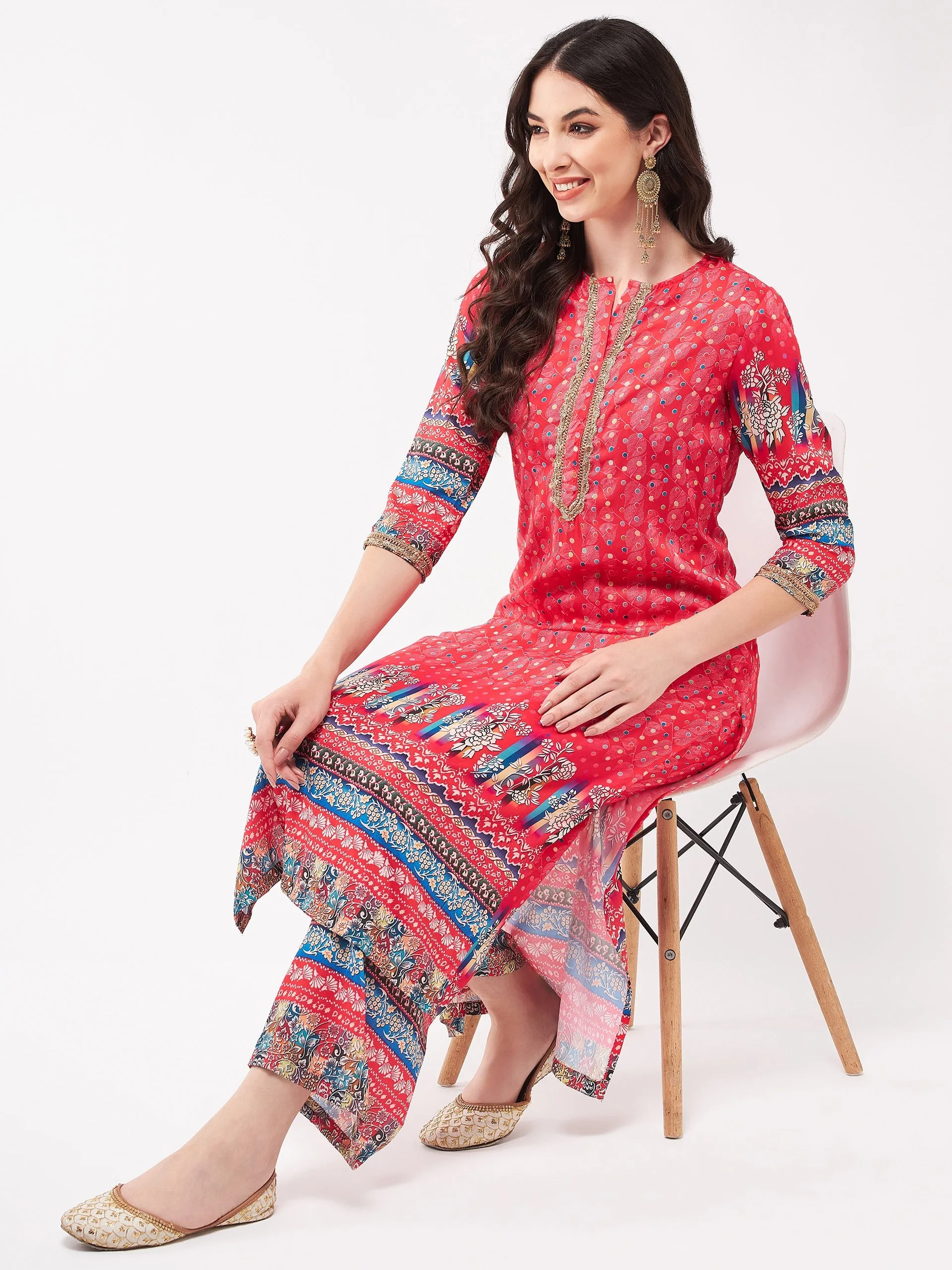 Digital Ethnic Placement Printed Kurta With Palazzo Set