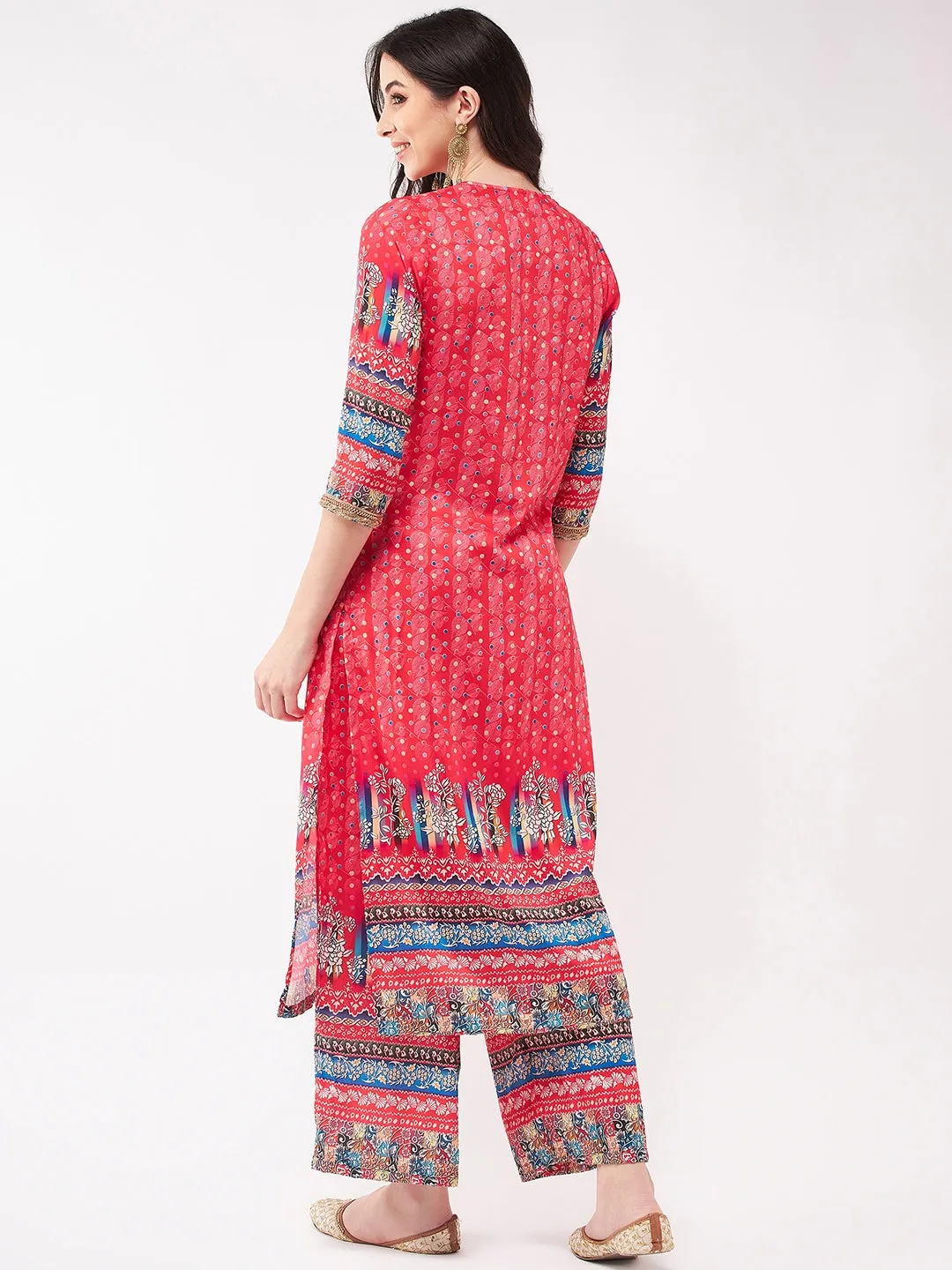 Digital Ethnic Placement Printed Kurta With Palazzo Set