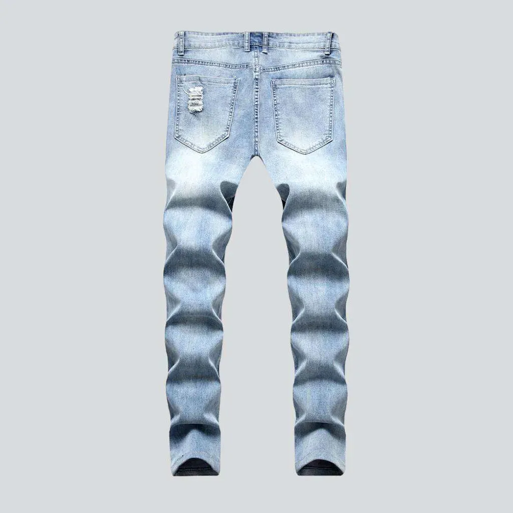 Distressed knees skinny men's jeans