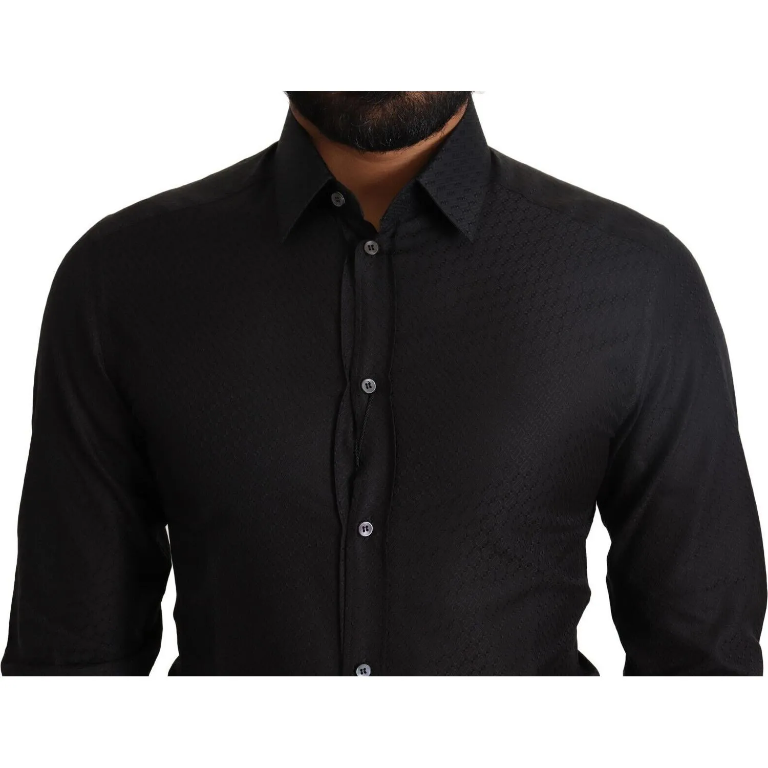 Dolce & Gabbana Elegant Black Cotton Gold Dress Shirt