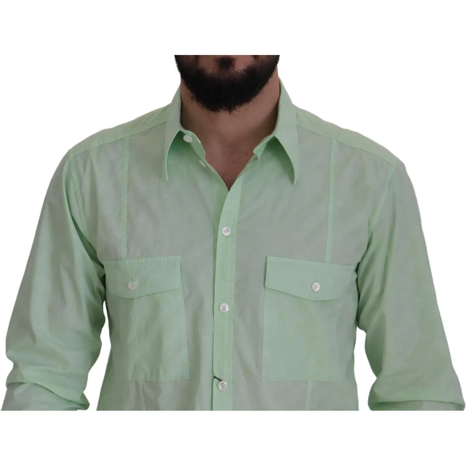 Dolce & Gabbana Mint Green Slim Fit Casual Button-Down Shirt