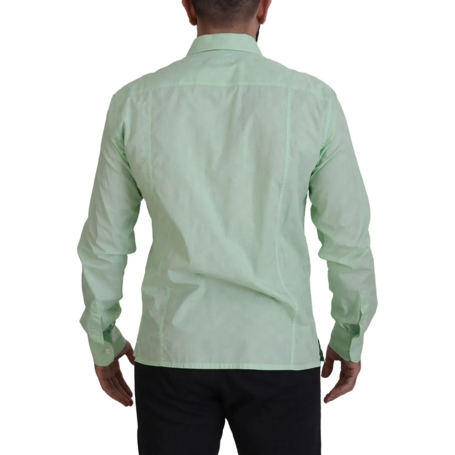 Dolce & Gabbana Mint Green Slim Fit Casual Button-Down Shirt