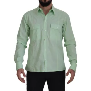 Dolce & Gabbana Mint Green Slim Fit Casual Button-Down Shirt